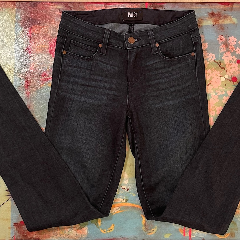 Paige Black Wash Skyline Ankle Peg Jeans Size 24/Sz 0